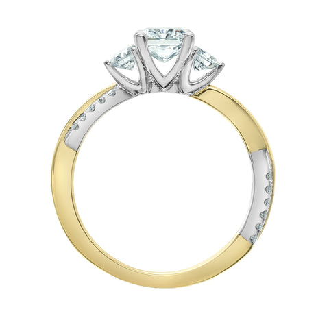 14kt Two-Tone 1.50cttw Radiant Lab Created Diamond Three Across Engagement Ring