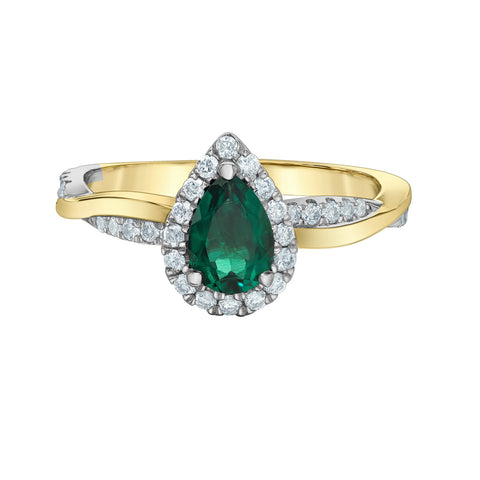 14kt Two-Tone Lab-Grown Emerald and Diamond Infinity Engagement Ring