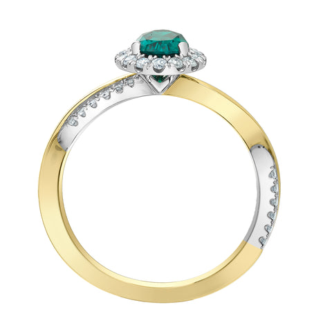 14kt Two-Tone Lab-Grown Emerald and Diamond Infinity Engagement Ring