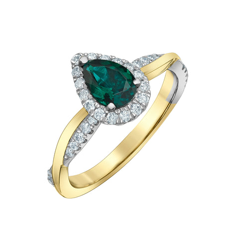 14kt Two-Tone Lab-Grown Emerald and Diamond Infinity Engagement Ring