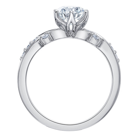14kt White Gold 0.88cttw Canadian Diamond Side Stone Engagement Ring