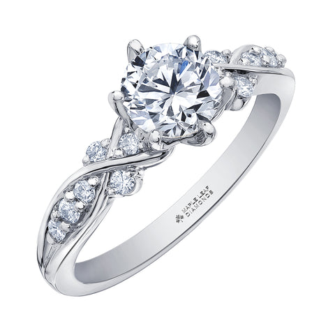 14kt White Gold 0.88cttw Canadian Diamond Side Stone Engagement Ring