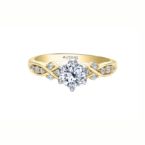 14kt Two-Tone Gold 0.89cttw Canadian Diamond Side Stone Engagement Ring