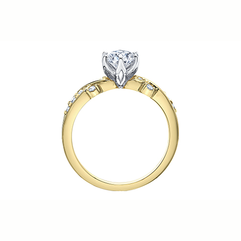 14kt Two-Tone Gold 0.89cttw Canadian Diamond Side Stone Engagement Ring