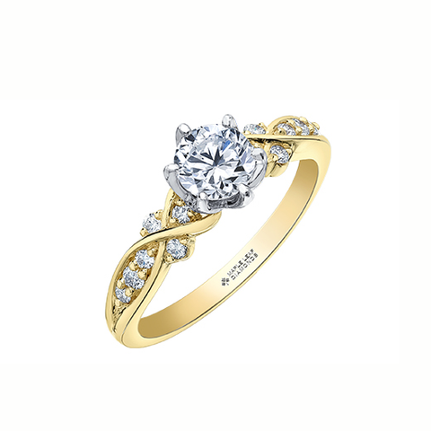 14kt Two-Tone Gold 0.89cttw Canadian Diamond Side Stone Engagement Ring