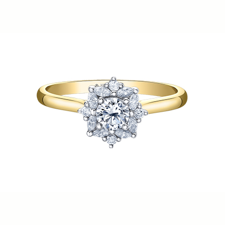 18kt Two Tone Gold 0.47cttw Canadian Diamond Flower Engagement Ring