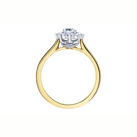 18kt Two Tone Gold 0.47cttw Canadian Diamond Flower Engagement Ring