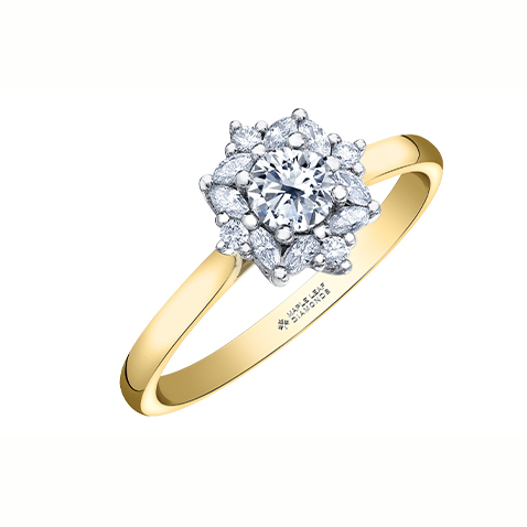 18kt Two Tone Gold 0.47cttw Canadian Diamond Flower Engagement Ring