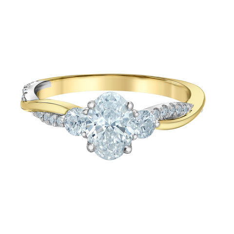 14kt Two-Tone Gold 1.46cttw Lab-Created Oval Diamond Engagement Ring