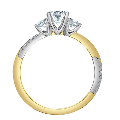 14kt Two-Tone Gold 1.46cttw Lab-Created Oval Diamond Engagement Ring