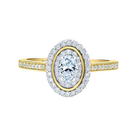 14kt Yellow Gold 0.61cttw Canadian Diamond Round Double Halo Engagement Ring