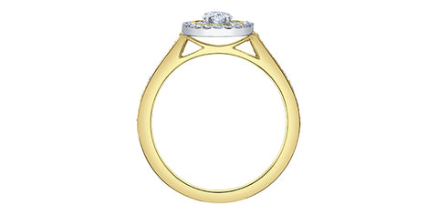 14kt Yellow Gold 0.61cttw Canadian Diamond Round Double Halo Engagement Ring