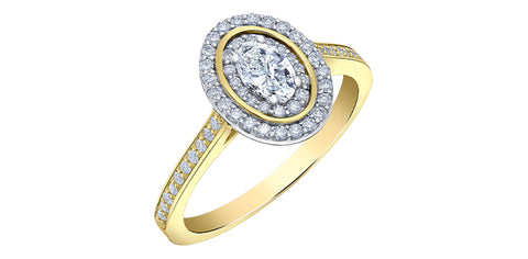 14kt Yellow Gold 0.61cttw Canadian Diamond Round Double Halo Engagement Ring