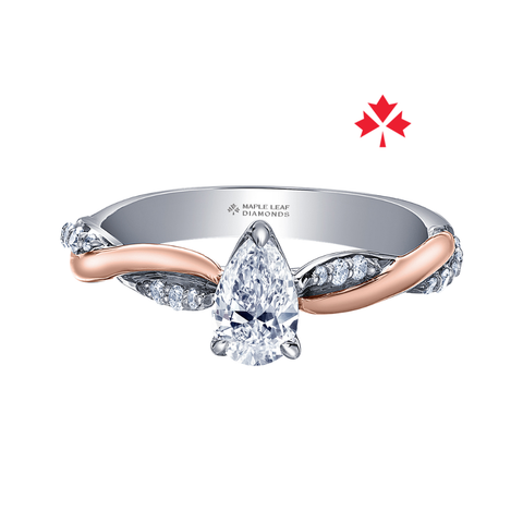 14kt White and Rose Gold 0.66cttw Pear Shape CANADIAN Diamond Engagement Ring