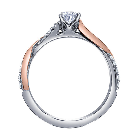 14kt White and Rose Gold 0.66cttw Pear Shape CANADIAN Diamond Engagement Ring
