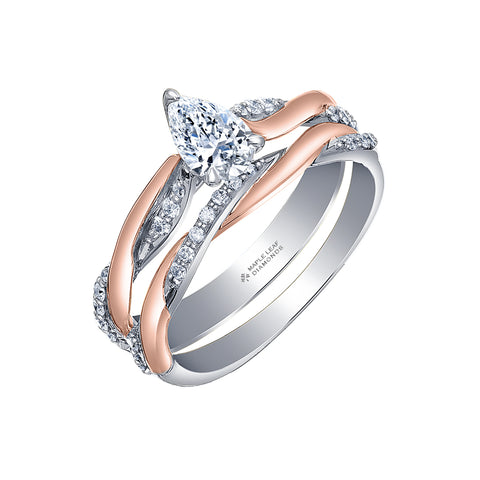 14kt White and Rose Gold 0.66cttw Pear Shape CANADIAN Diamond Engagement Ring