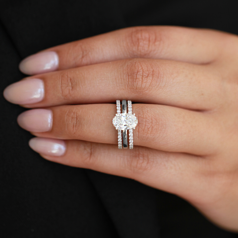 14kt White Gold 2.70cttw Lab-Created Oval Diamond Engagement Ring