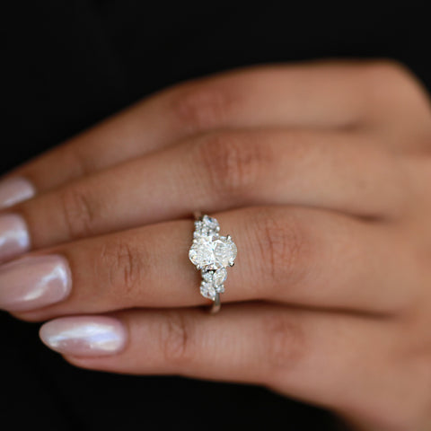 14kt White Gold 2.09cttw Lab-Grown Diamond Oval and Marquise Engagement Ring