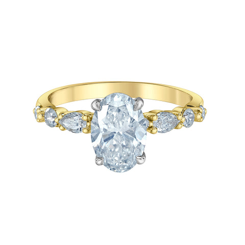 14kt Two-Tone Gold 2.01cttw Lab Created Oval Diamond Engagement Ring