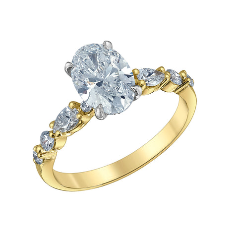 14kt Two-Tone Gold 2.01cttw Lab Created Oval Diamond Engagement Ring
