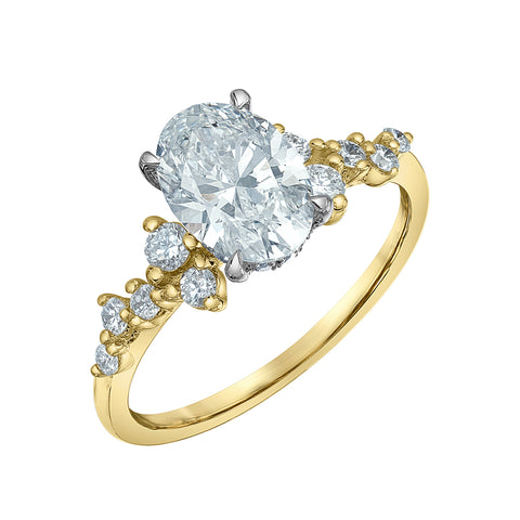 14kt Two-Tone 3.14cttw Lab-Created Oval Diamond Engagement Ring