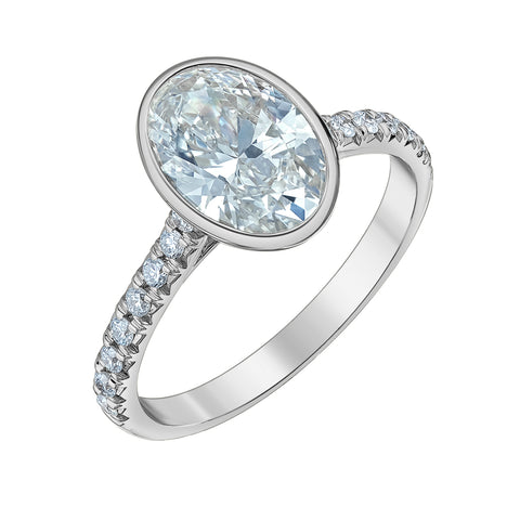 Platinum 3.24cttw Lab-Grown Oval Diamond Engagement Ring