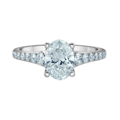 Platinum 2.74cttw Lab-Grown Oval Diamond Engagement Ring