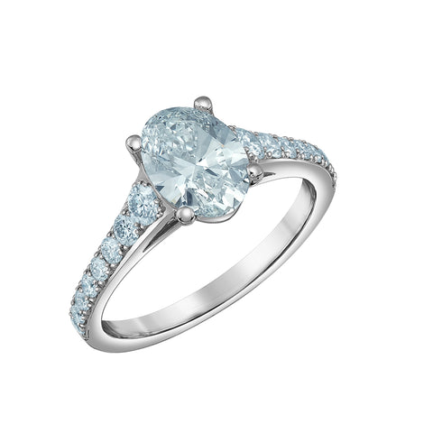 Platinum 2.74cttw Lab-Grown Oval Diamond Engagement Ring