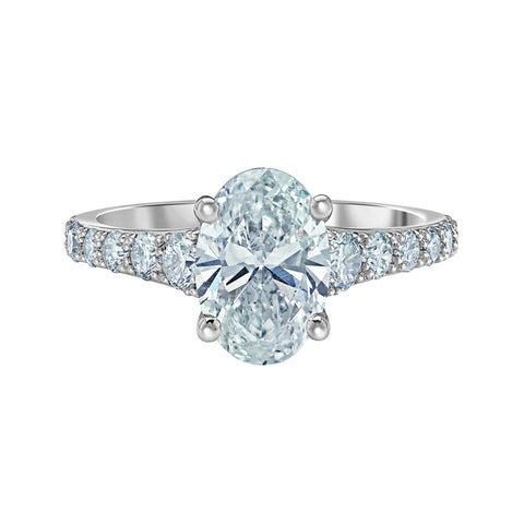 Platinum 3.72cttw Lab-Grown Oval Diamond Engagement Ring