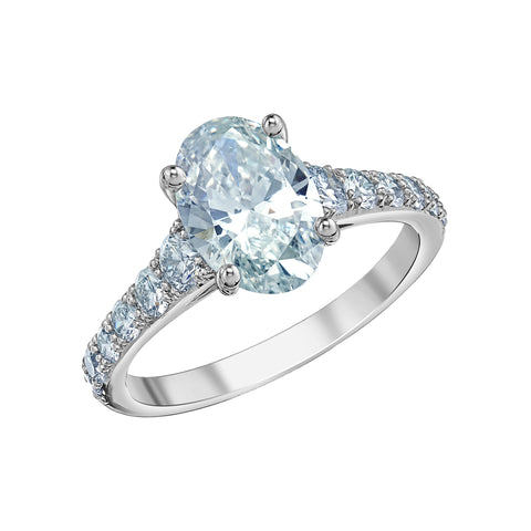 Platinum 3.72cttw Lab-Grown Oval Diamond Engagement Ring