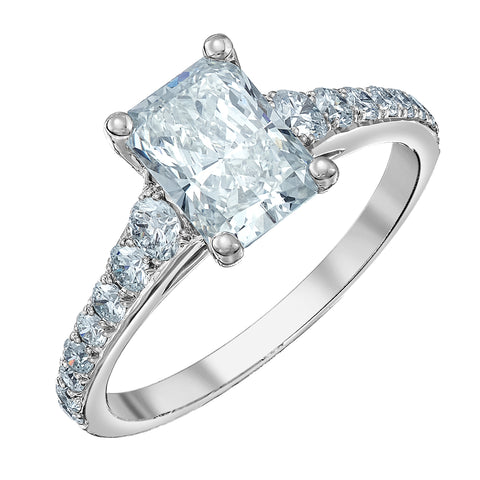 Platinum 2.06cttw Lab-Grown Radiant Diamond Engagement Ring