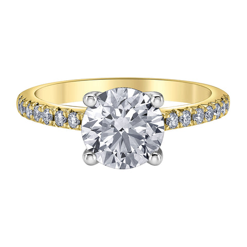 14kt Two-Tone Gold 2.35cttw Certified Natural Diamond Side Stone Engagement Ring