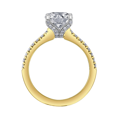 14kt Two-Tone Gold 2.35cttw Certified Natural Diamond Side Stone Engagement Ring
