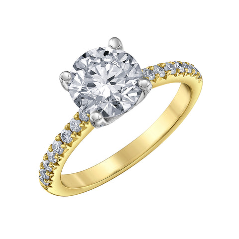 14kt Two-Tone Gold 2.35cttw Certified Natural Diamond Side Stone Engagement Ring