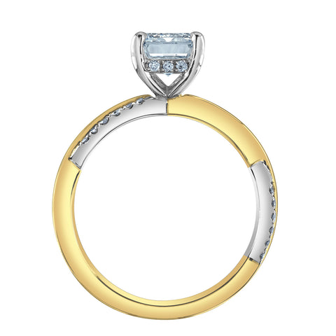 14kt Two-Tone 2.30cttw Emerald-Cut Lab Created Diamond Infinity Engagement Ring