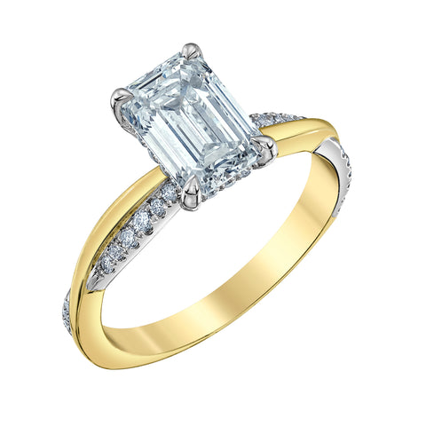 14kt Two-Tone 2.30cttw Emerald-Cut Lab Created Diamond Infinity Engagement Ring