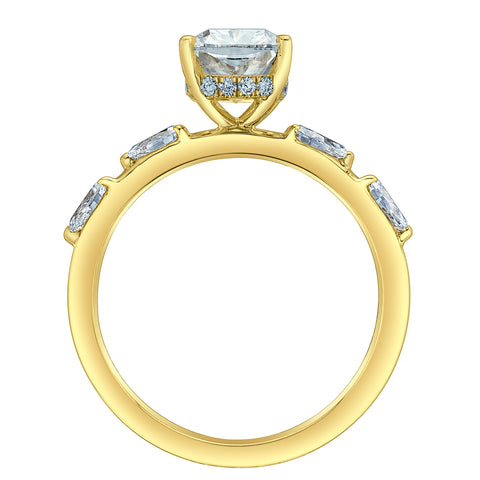 14kt Yellow Gold 2.56cttw Cushion and Pear Shape Lab-Grown Diamond Ring