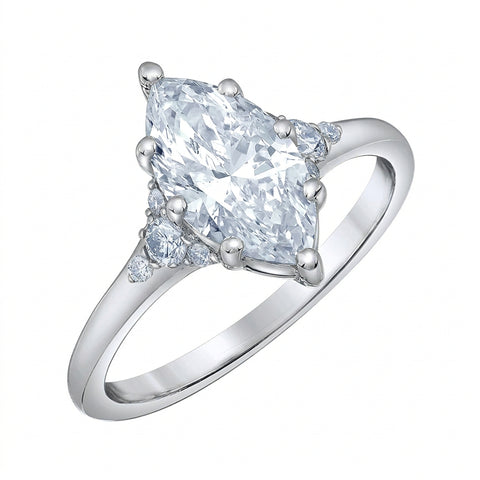 Platinum 2.21cttw Lab-Grown Marquise Diamond Engagement Ring
