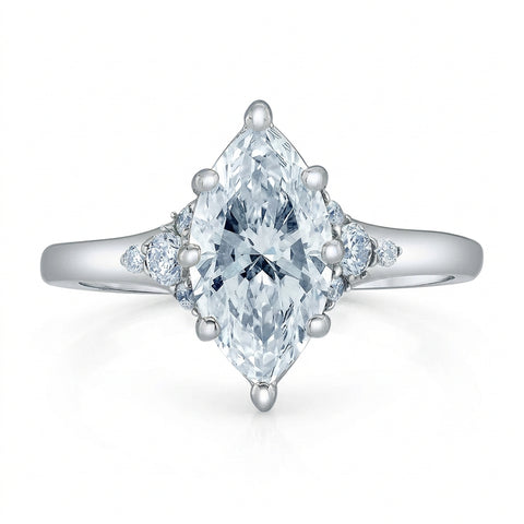 Platinum 2.21cttw Lab-Grown Marquise Diamond Engagement Ring