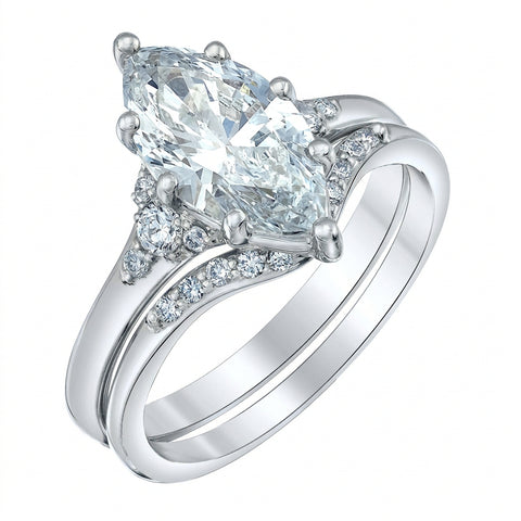 Platinum 2.21cttw Lab-Grown Marquise Diamond Engagement Ring
