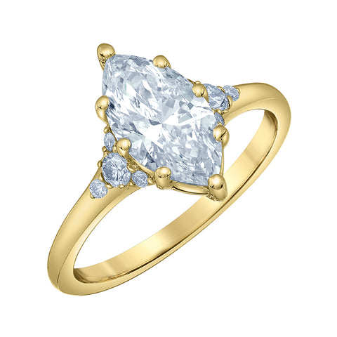 14kt Yellow Gold 1.70cttw Lab Created Marquise Diamond Engagement Ring