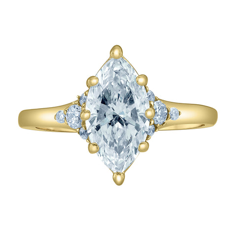 14kt Yellow Gold 1.70cttw Lab Created Marquise Diamond Engagement Ring
