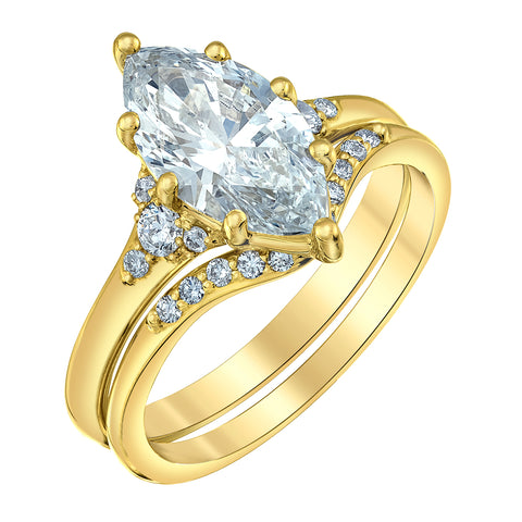 14kt Yellow Gold 1.70cttw Lab Created Marquise Diamond Engagement Ring