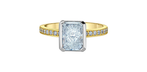 14kt Yellow Gold 2.34cttw Radiant Cut Canadian Diamond Half Bezel Hidden Halo Engagement Ring (Copy)
