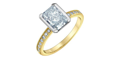 14kt Yellow Gold 2.34cttw Radiant Cut Canadian Diamond Half Bezel Hidden Halo Engagement Ring (Copy)