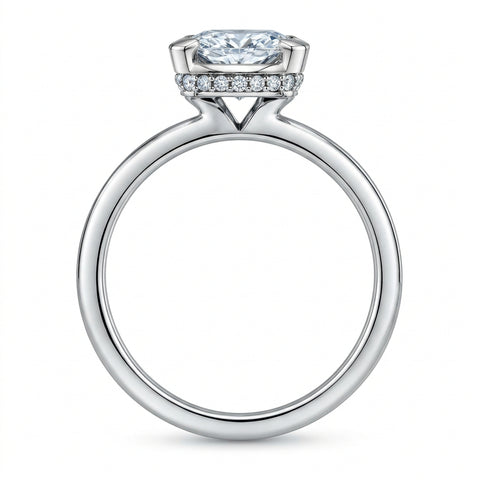 Platinum 2.35cttw Radiant Cut Canadian Diamond Half Bezel Hidden Halo Engagement Ring