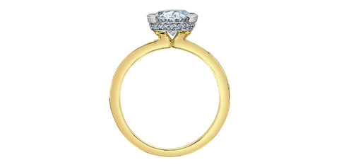 14kt Two-Tone 2.32cttw Canadian Diamond Oval Half Bezel Hidden Halo Engagement Ring