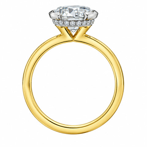 14kt Yellow Gold 1.81cttw Canadian Diamond Round Half Bezel Hidden Halo Engagement Ring