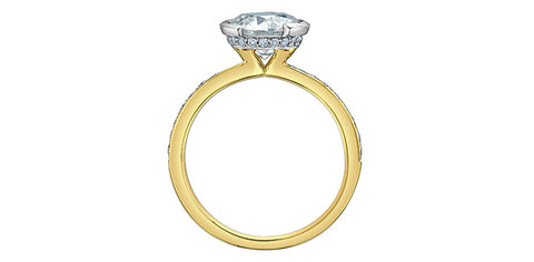14kt Yellow Gold 1.81cttw Canadian Diamond Round Half Bezel Hidden Halo Engagement Ring