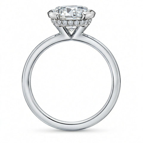 Platinum 1.80cttw Canadian Diamond Round Half Bezel Hidden Halo Engagement Ring